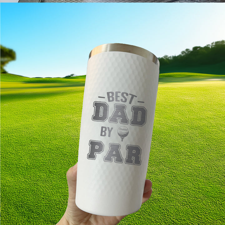 Best Dad by Par Custom Golf Tumbler with Kid Names – Personalized Father's Day Gift for Golfer Dad, Coach, or Grandpa – 20oz Laser Engraved Stainless Steel Cup