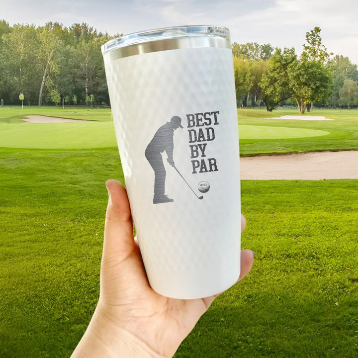 Best Dad by Par Personalized Golf Tumbler – Custom 1-5 Name Tumbler  | Engraved 20oz Cup for Golfer Dad or Coach