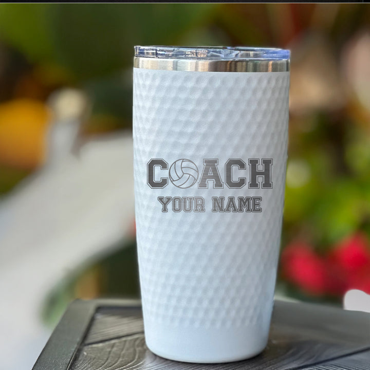 Custom Volleyball Coach Tumbler – Personalized 20oz Stainless Steel Cup with Name Engraved