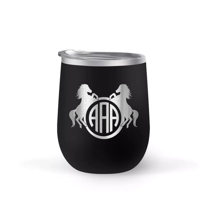 12oz Two Horses Initial Name Tumbler Coffee Mug