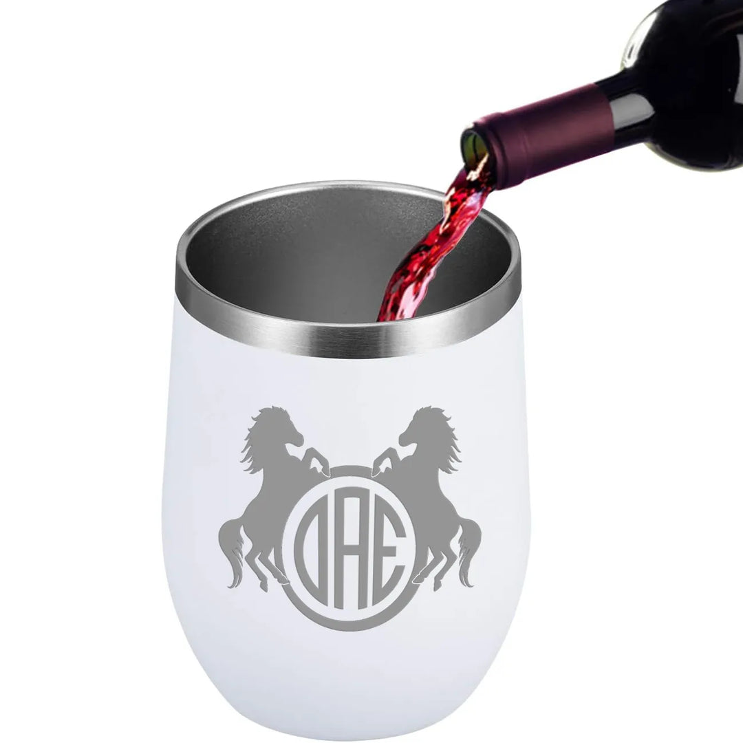 12oz Two Horses Initial Name Tumbler Coffee Mug