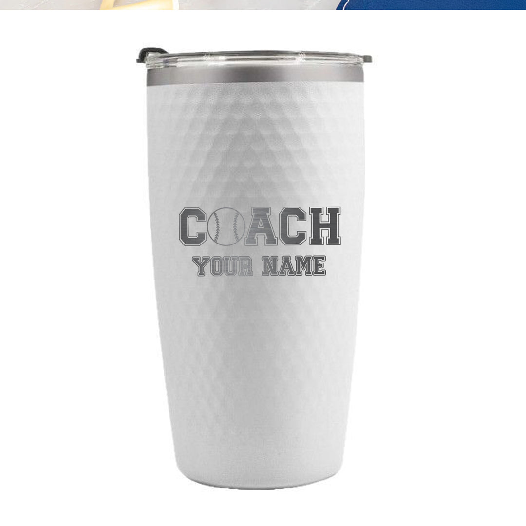 Personalized Baseball Coach Tumbler – Custom 20oz Stainless Steel Cup with Name Engraving