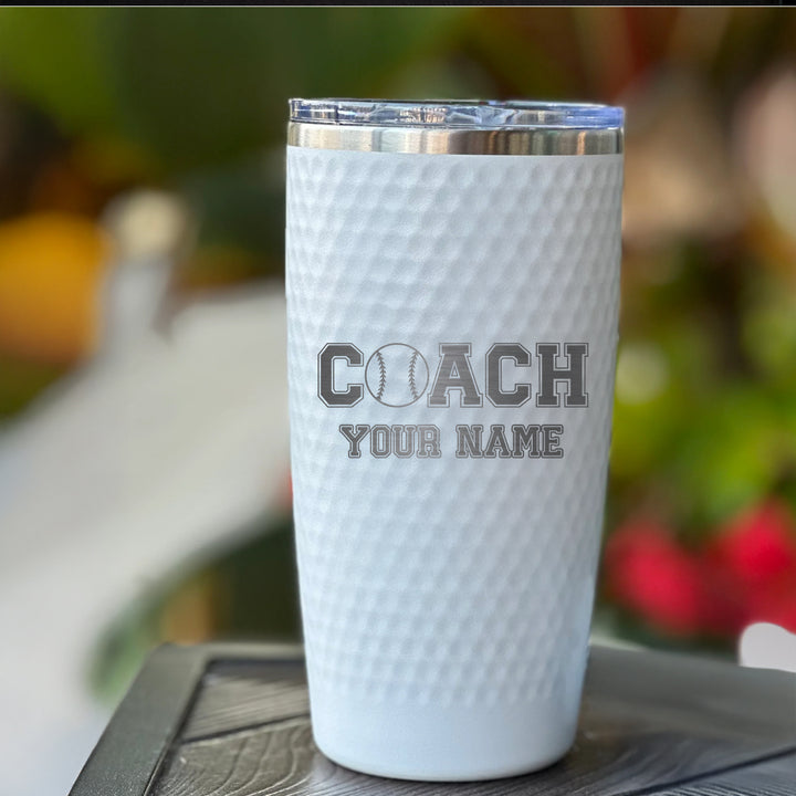 Personalized Baseball Coach Tumbler – Custom 20oz Stainless Steel Cup with Name Engraving