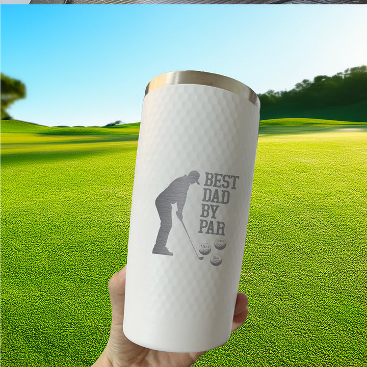 Best Dad by Par Personalized Golf Tumbler – Custom 1-5 Name Tumbler  | Engraved 20oz Cup for Golfer Dad or Coach