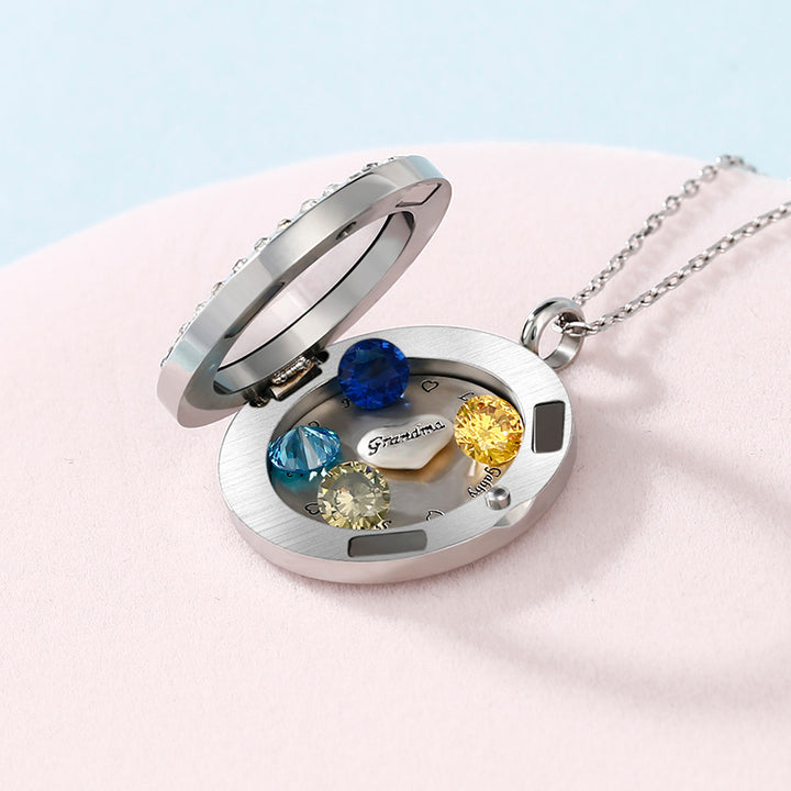 Personalize Family Floating Locket Necklace, Mother's Day Gift