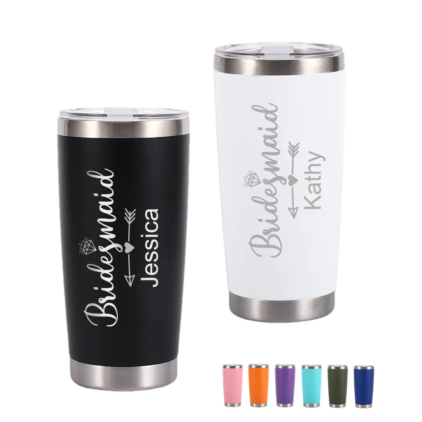 Personalized 20oz Bridesmaid Tumbler | Laser-Engraved Name Stainless ...