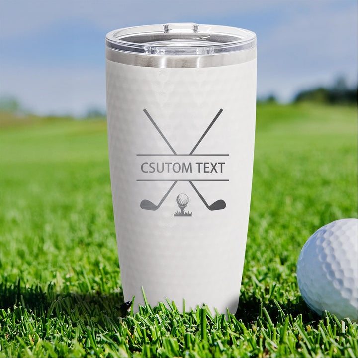 Custom Golf Tumbler – Personalized 20oz Dimpled Stainless Steel Tumbler for Golfers
