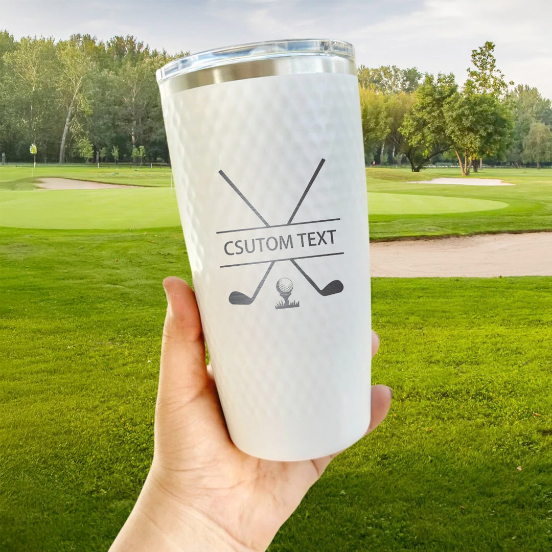 Custom Golf Tumbler – Personalized 20oz Dimpled Stainless Steel Tumbler for Golfers