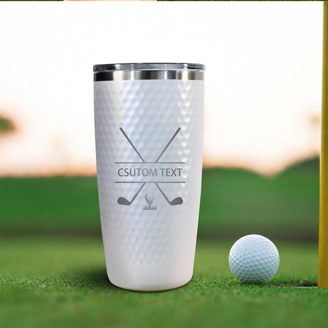 Custom Golf Tumbler – Personalized 20oz Dimpled Stainless Steel Tumbler for Golfers