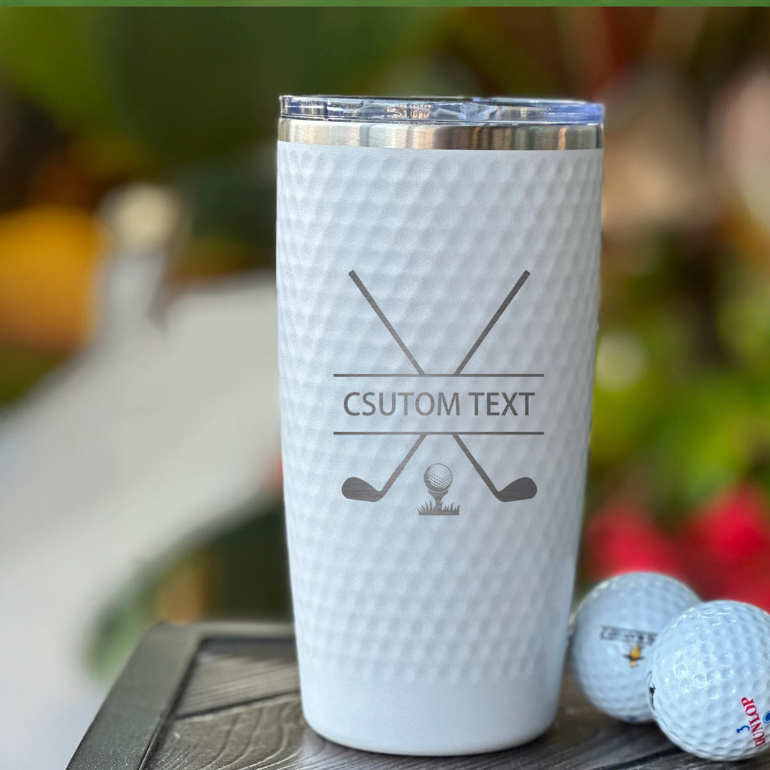 Custom Golf Tumbler – Personalized 20oz Dimpled Stainless Steel Tumbler for Golfers