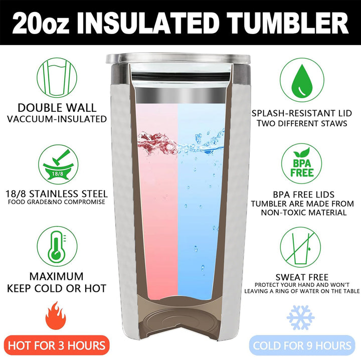 Personalized 20oz Monogram Name Tumbler with Laurel Design – Engraved Stainless Steel White Cup for Graduation, Retirement, or Everyday Gift