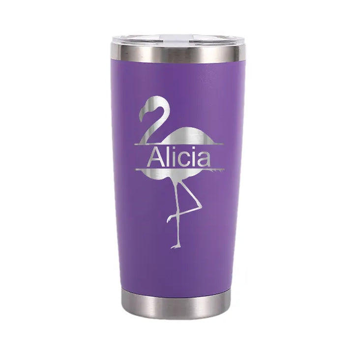 Personalize 20oz Flamingo Name Tumbler