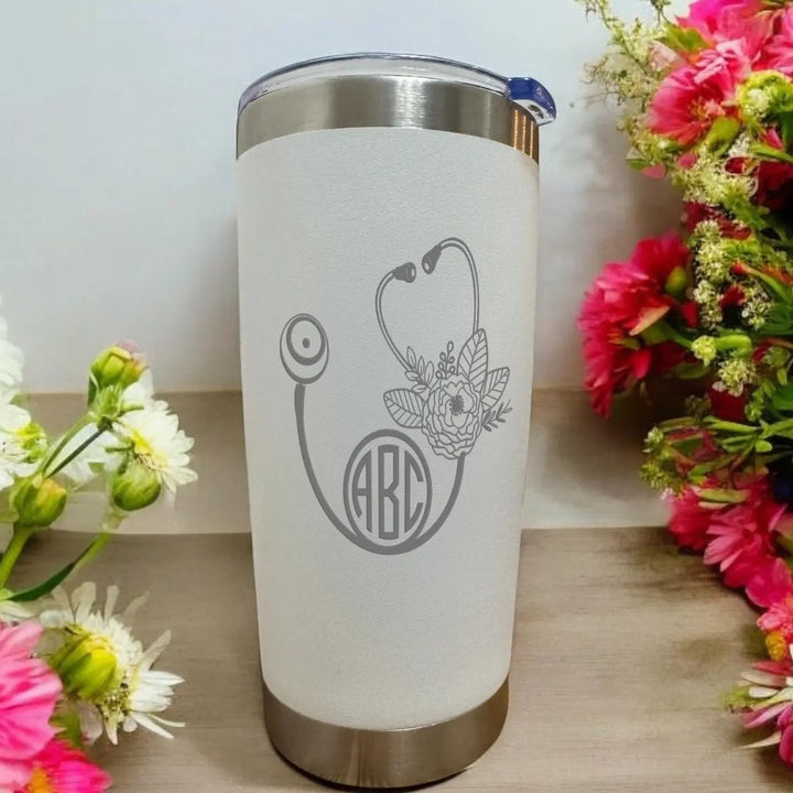 Personalized 20oz Nurse Stethoscope Name Tumbler