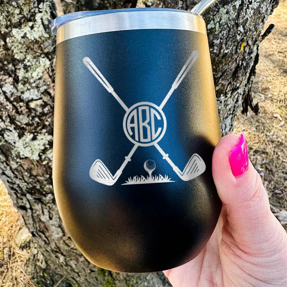 Custom 12oz Golf Intital Name Tumbler Coffee Mug