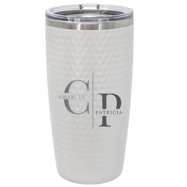 Personalized 20oz Couple Name Tumbler – Engraved Dual Initial Stainless Steel Cup for Anniversary, Wedding, or Valentine's Gift