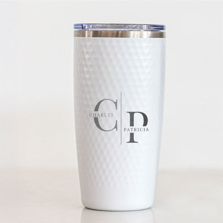 Personalized 20oz Couple Name Tumbler – Engraved Dual Initial Stainless Steel Cup for Anniversary, Wedding, or Valentine's Gift