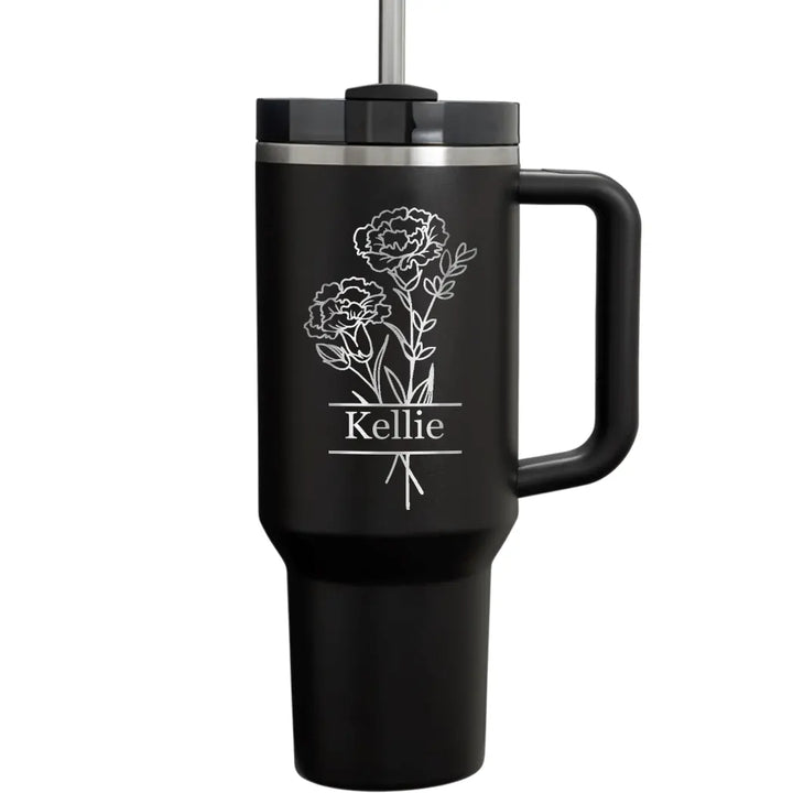 Personalize Birth Month Flower Name Tumbler