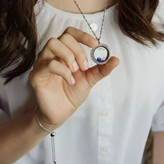 Personalize Family Floating Locket Necklace, Mother's Day Gift
