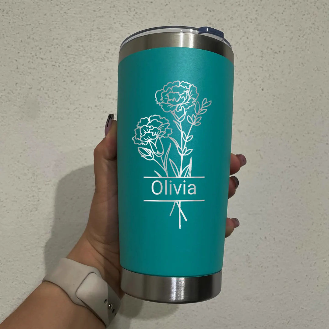 Personalize 20oz Birth Month Flower Name Tumbler