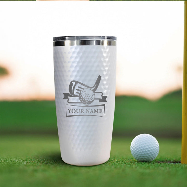 Custom Golf Tumbler with Name – Personalized Engraved Golf Ball and Club Mug, Gift for Golfer, Coach, or Golf Lover