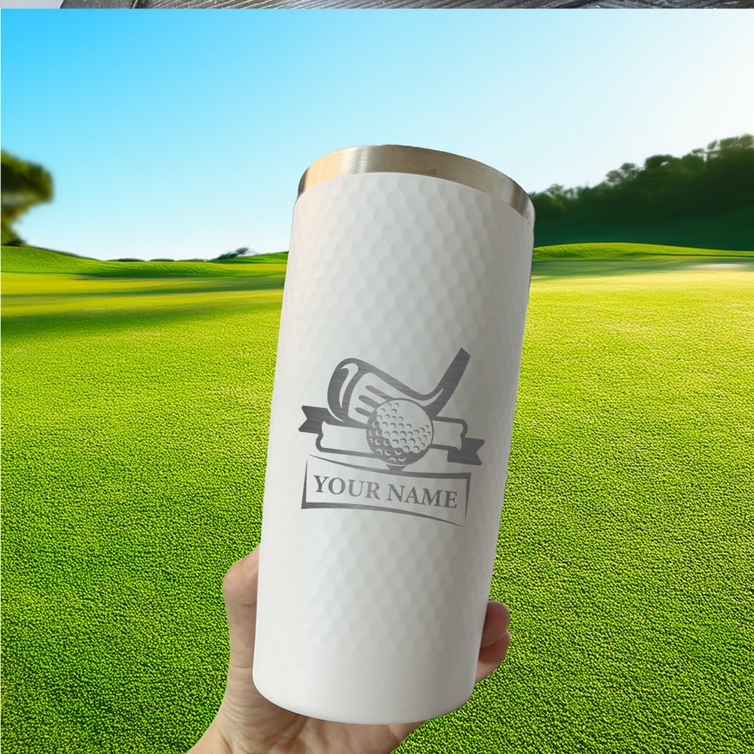 Custom Golf Tumbler with Name – Personalized Engraved Golf Ball and Club Mug, Gift for Golfer, Coach, or Golf Lover