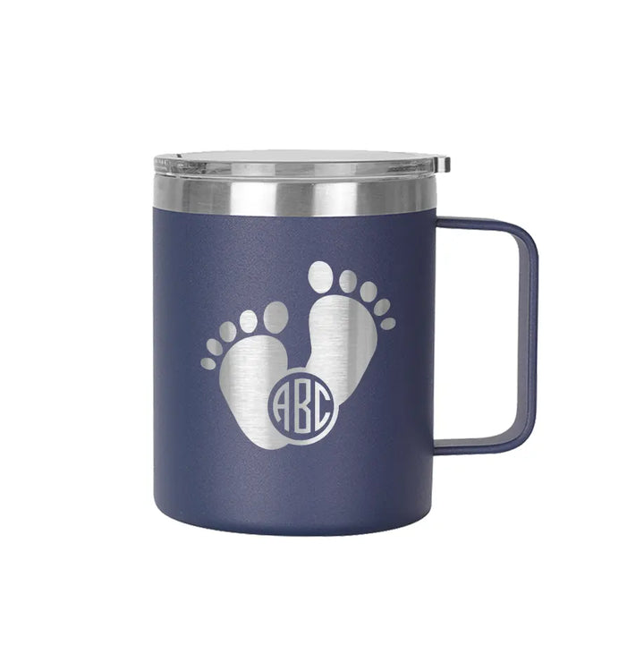 Personalize 12oz Baby Footprint Name Tumbler Mug with Handle